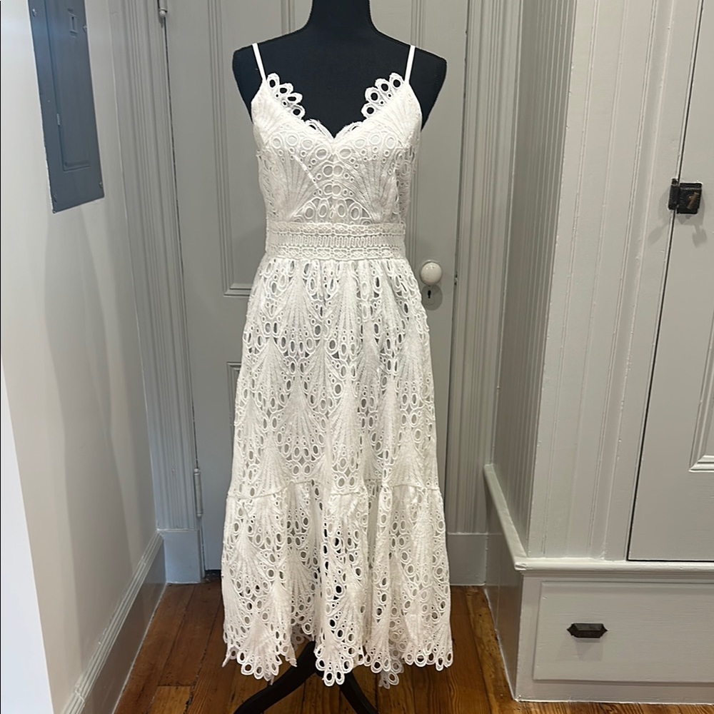 Ramy Brook White Sleeveless Spaghetti Strap Midi Dress